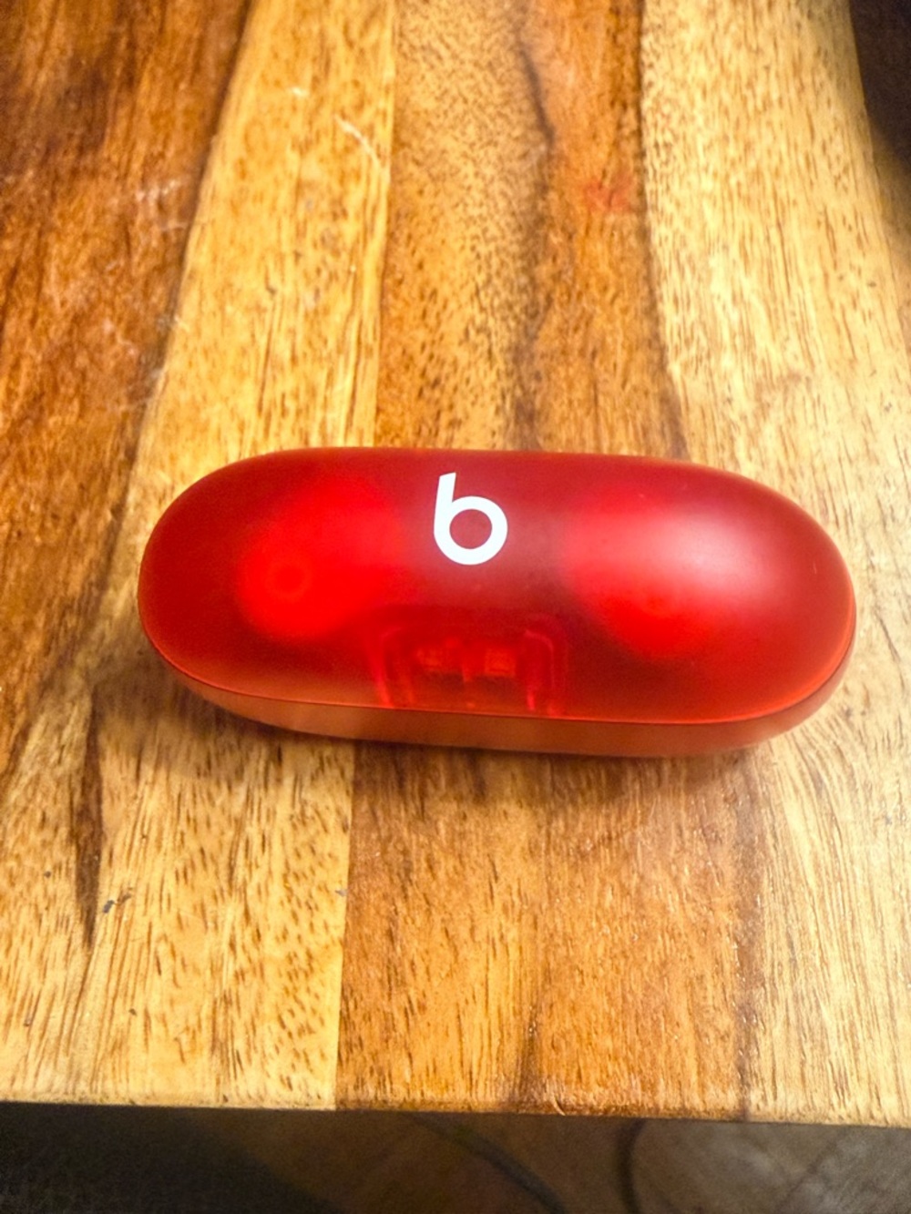 Red Wireless Earbud Charging Case with Logo